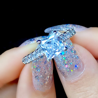 Square Pure Natural Zircon Jewelry Real 14K White Gold Gemstone Anillos De Tension Setting Bizuteria 14k Gold Jewelry Ring Women