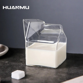 Square Water Bottles Simple Transparent Milk Box Shape glass Cups Drink Bottle 2020 for Juice Coffee Tea Drinkware Il bicchiere