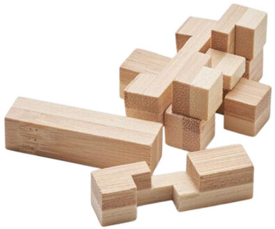 Squarenats bamboe puzzel hersentraining spel - maat One size Bruin/groen