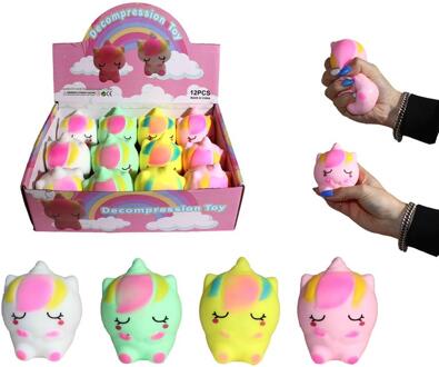 Squeeze baby unicorn 9cm poeder gevuld verschillende