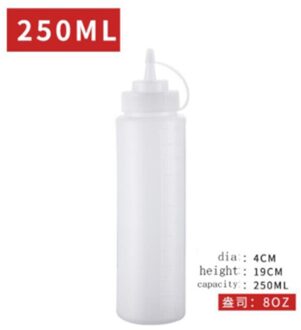 Squeeze Squirt Kruiderij Salade Ketchup Flessen Met Twist Op Cap Deksels Mosterd Mayo Sauzen Olijfolie Keuken Draagbare Gadget 8oz wit