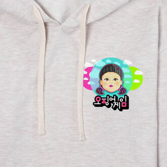Squid Game Giant Doll Women's Cropped Hoodie - Ecru Marl - XL Crème