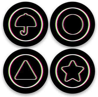 Squid Game Honeycomb Glitch Round Coaster Set