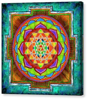 Sri Yantra Canvas Table-Abundance-Blessings-Chance-Fertility-40cm X 40Cm