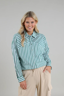 Ss240410 elle blouse stripe Groen - XL