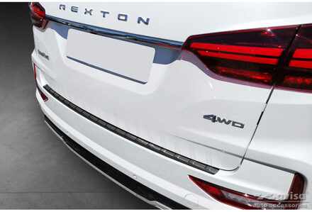 Ssangyong Zwart RVS Bumper beschermer passend voor Ssangyong Rexton (YK) Facelift 2021- 'Ribs' AV245279