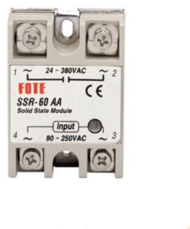 Ssr-60AA/80AA/100AA Ac Controle Ac Ssr Wit Shell Eenfase Solid State Relais
