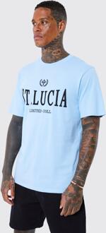 St Lucia Embroidered Badge T-Shirt, Light Blue - S