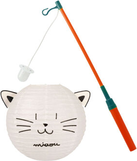 St. Maarten lampion met stokje - kat / poes thema - sint maarten - 11 november lichtje