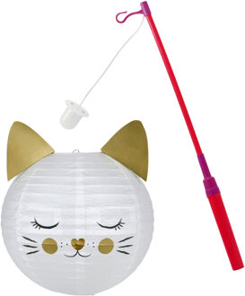 St. Maarten lampion met stokje - kat / poes thema - sint maarten - 11 november lichtje