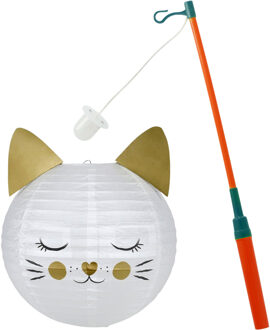 St. Maarten lampion met stokje - kat / poes thema - sint maarten - 11 november lichtje