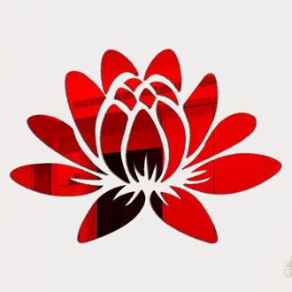 St Modieuze Diy Lotus 3D Spiegel Sticker Woonkamer Art Home Decoratie Badkamer Acryl Spiegel Sticker rood