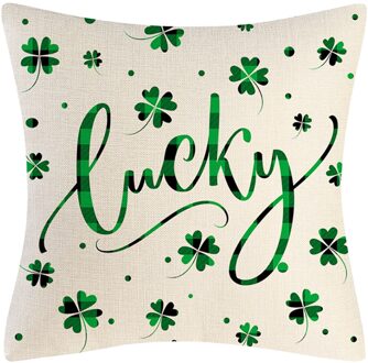 St. Patrick Brief Gedrukt Kussensloop Linnen Kussensloop Woondecoratie Accessoires Kussensloop