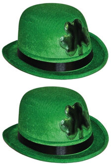 St. Patrick's Day Groene Bolhoedje - 3x stuks - zwart lint - volwassenen - feestaccessoire