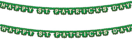 St. Patricks Day feestslinger - 2x - 205 x 11 cm - groen - van papier