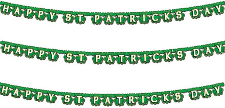 St. Patricks Day feestslinger - 3x - 205 x 11 cm - groen - van papier