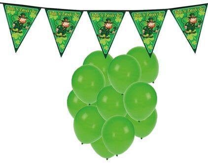 St. Patricks Day feestversiering - 25x ballonnen en 1x slinger - feestartikelen