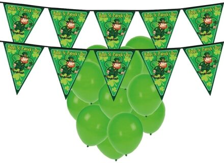 St. Patricks Day feestversiering - 25x ballonnen en 2x slinger - feestartikelen