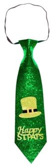 St Patricks Day Happy St Pats Glitter Stropdas Voor Volwassenen - Verkleedstropdassen Groen