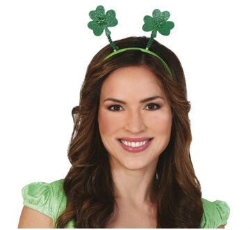 St. Patricks day verkleed diadeem/haarband - klavers groen - voor volwassenen
