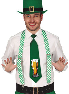 St. Patricks Day verkleed hoed en stropdas - groen - volwassenen - carnaval