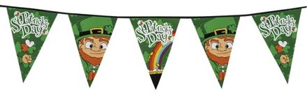 St Patricks Day vlaggenlijn slinger - 2x stuks - 8 meter - Ierland thema vlaggetjes - versiering