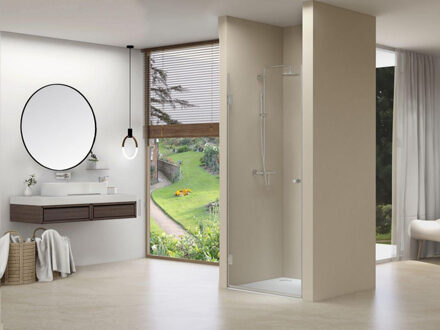 ST01 Nisdeur - 80x200cm - helder clearglas - dikte 8mm - incl. dichtingen - chroom ST01LP10080