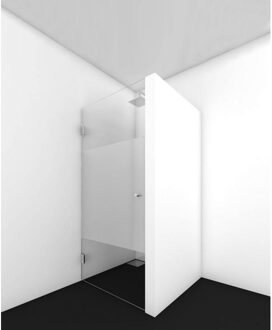 ST01 Nisdeur - 90x200cm - helder Clearglas - dikte 8mm - met geprinte baan - 100cm - zwart ST0110090GSZW