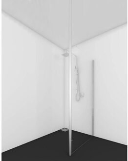 ST01 Vaste wand - 104x200cm - helder Clearglas - U-profiel - RVS ST01100INL