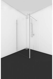 ST01 Vaste wand - 120x200cm - helder glas - haakse wand scharnierend - links en rechts - stabilisatiestang ST01675120 Chroom gepolijst