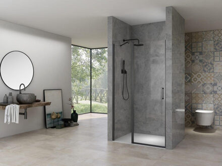 ST02 Nisdeur - 108x200cm - helder glas - dikte 6mm - incl. glasbehandeling - zwart mat ST02LP300110ZW