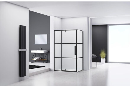 ST04 Douchecabine - 118x100x200cm - helder glas - dikte 6mm - zwart ST04350100120KP