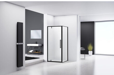 ST04 Hoekcabine - 100x100x200cm - helder glas - dikte 6mm - zwart ST04150100KP