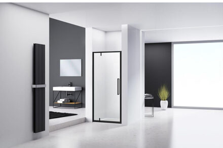 ST04 Nisdeur - 80x200cm - helder glas - dikte 6mm - zwart ST0410080KP