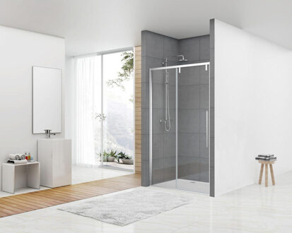 ST06 Softclose schuifdeur - 118x200cm - helder glas - dikte 8mm - incl. greep - chroom ST06300120