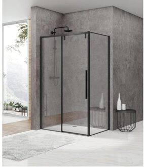 ST06 Softclose schuifdeur - 158.5x200cm - helder glas - dikte 8mm - tbv hoekcabine - incl. greep - zwart ST06350160ZW