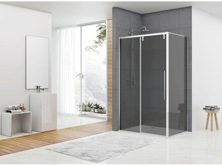 ST06 Softclose schuifdeur - 178.5x200cm - rookglas - dikte 8mm - tbv hoekcabine - incl. greep - chroom ST06350180GR