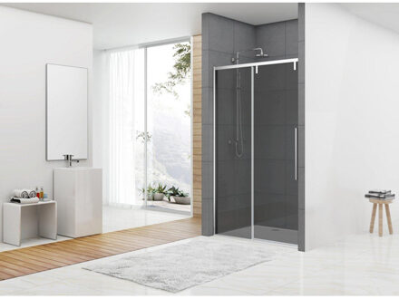 ST06 Softclose schuifdeur - 178x200cm - rookglas - dikte 8mm - incl. greep - chroom ST06300180GR