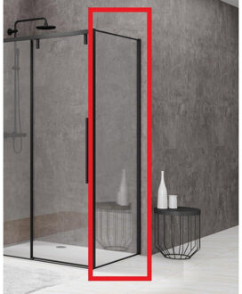 ST06 Wand - 98.5x200cm - helder glas - dikte 8mm - tbv hoekcabine - zwart ST06350100ZWW