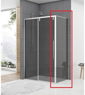 ST06 Wand - 98.5x200cm - rookglas - dikte 8mm - tbv hoekcabine - chroom ST06350100WGR