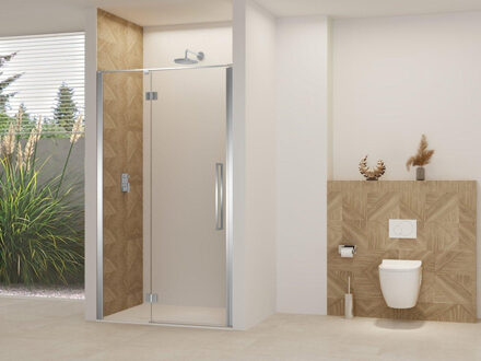 ST07 Deur vast deel - 88x200cm - helder glas - stabilisatiestang - Chroom ST0730090HECH