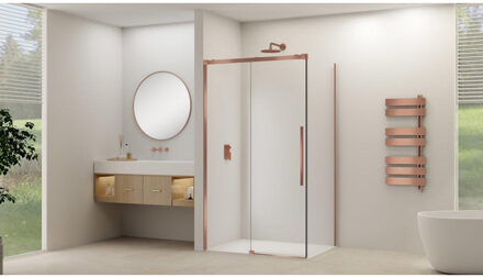 ST09 Schuifdeur tbv hoekcabine - 180x200cm - helder glas - soft-close - Koper Geborsteld ST09350180HESC