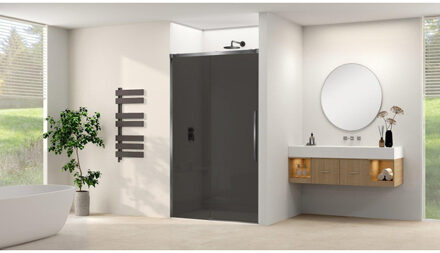 ST09 Schuifdeur vast deel - 117.5x200cm - grijs rookglas - soft-close - incl. Gunmetal Geborsteld ST09300120GRGM Gunmetal geborsteld (antraciet)