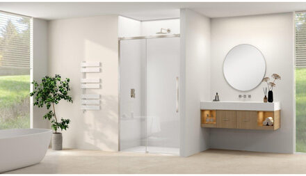 ST09 Schuifdeur vast deel - 157.5x200cm - helder glas - soft-close - incl. Chroom ST09300160HECH