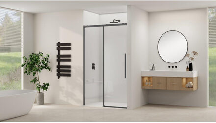 ST09 Schuifdeur vast deel - 157.5x200cm - helder glas - soft-close - incl. Zwart ST09300160HEZW Zwart mat