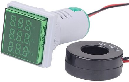 ST17VAH 3 In 1 Voltmeter Amperemeter Op Hz Digitale Voltage Indicator Ac 60-500V 0-100A 20-75hz 3 In 1 Indicator groen