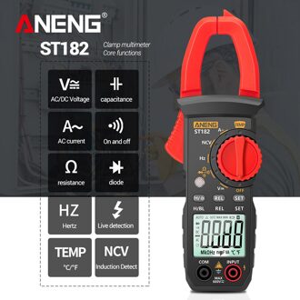 ST182 Digitale Stroomtang Ac/Dc Spanning Stroom Multimeter Voltmeter Weerstand Capaciteit Ncv Ohm Tester Temperatuur Tester
