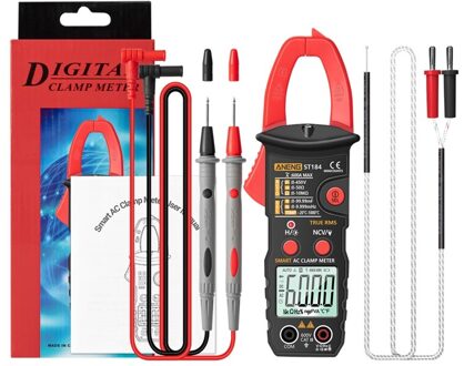 ST184 6000 Telt Digitale Professionele Multimeter Stroomtang True Rms Ac/Dc Spanning Tester Ac Stroom Hz Capaciteit Ohm rood