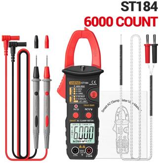 ST184 Digitale Multimeter Stroomtang True Rms 6000 Telt Professionele Meten Testers Ac/Dc Spanning Ac Ohm rood