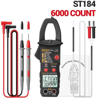 ST184 Digitale Multimeter Stroomtang True Rms 6000 Telt Professionele Meten Testers Ac/Dc Spanning Ac Ohm zwart